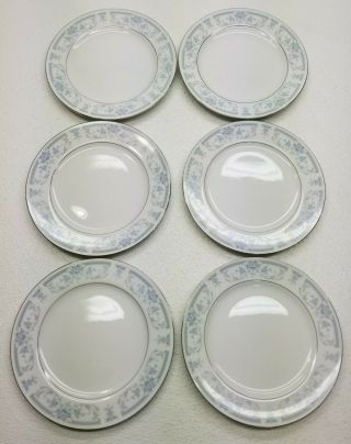 Blue Whisper By Sheffield Dinner Plates Vintage Fine Porcelain China Set Of 6