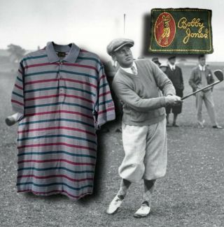 Vintage Bobby Jones Striped Multicolor Made In Italy Polo Shirt Size M.