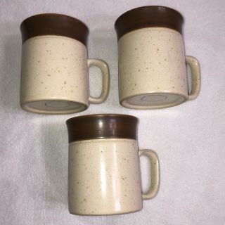 Set Of 3 Denby - Langley Russet Stoneware Coffee Mugs 3 3/4 " Made In England Euc