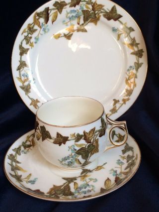 Antique George Jones Entwine Pattern Aesthetic Style Cup & Saucer & Plate,  Trio