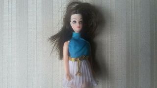 Vintage Topper Dawn Doll Friend Jessica - w/ Blue and White Mini Dress Gold Belt 3