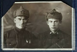 1936 Soviet Red Army Rkka Uniform Handsome Military Men Guys Caps Antique Photo
