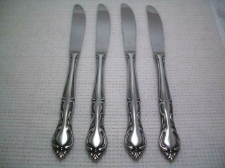 4 Dinner Knives 8 7/8 " Hampton Court Japan Stainless Flatware 1960s Vintage