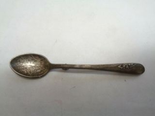 Antique Marked Sterling Silver Flower Design Spoon Pin