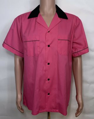 Cruisin’ Usa “pink Ladies” Bowling Shirt Mens Xl Vintage Retro Black Pink
