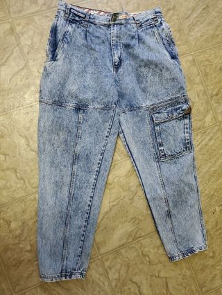 Bugle Boy Vtg High Waist Pleated Tapered Stone Washed Mens Jeans 36” X 32”