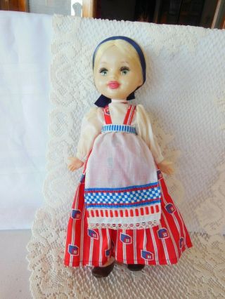 Vintage Souvenir Plastic Doll 14 " In Costume Dutch (?)
