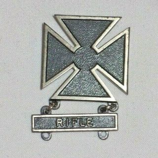 Vintage Sterling U.  S.  Military Marksman Badge Rifle Bar Insignia Pin - Cross