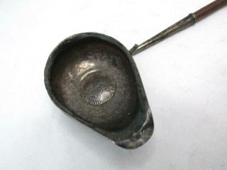Georgian Silver Punch Ladle With A 1743 Silver Coin For Repair