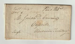 1836 Gill,  Ma.  Sfl Ms Dpo Cover (1822 - 1900) To Peasant Bard In Wisconsin Terr.