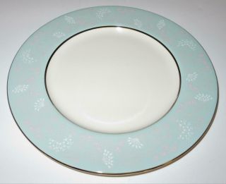 Castleton China,  CORSAGE,  Turquoise,  Pink & White Flowers,  Dinner Plate,  10 3/4 