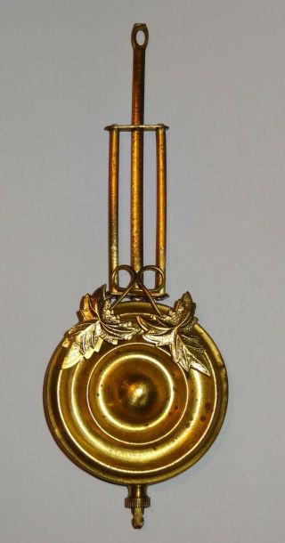 Antique Adjustable Brass Rod Lyre Pendulum Bob / Disk,  6 7/8 Inch Long 84.  5 Gram