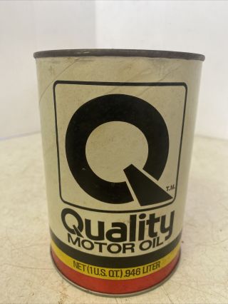 Vintage 1 Quart Quality Motor Oil Can Full