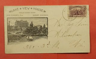 1898 Lake View House Hotel Advertising Elkhart Wi