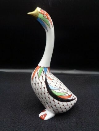 Vintage Hollohaza Hungary Fishnet Porcelain Figurine - Goose