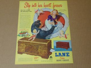1947 Lane Cedar Hope Chest Step Into Her Heart Forever Vintage Art Print Ad