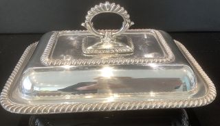 Antique Silver Plated On Copper Lidded Entree Dish