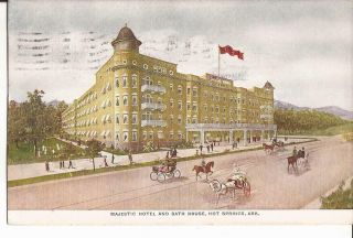 Hot Springs Arkansas Majestic Hotel And Bath House Vintage 1915 Postcard Ar C1