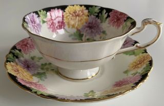 Paragon Mums Teacup And Saucer Double Warrant 1940’s Gold Gilded Floral