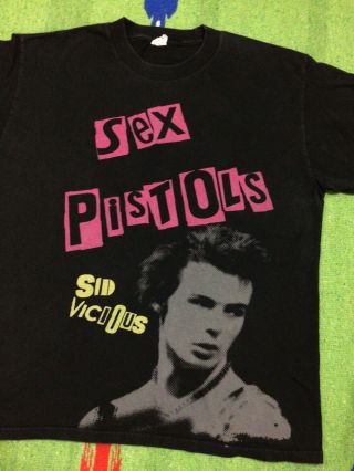 Vintage Sex Pistols Sid Vicious Big Print Black Cotton Alstyle Tshirt Mens Xl