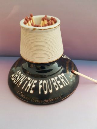 Vintage Style French Pyrogène Match Holder Advertising Absinthe Foubert Le Havre