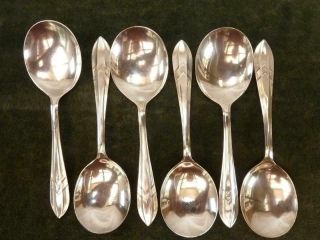 6 Vintage Fruit Spoons Silver Plated Epns Chevron Pattern