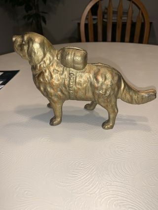 Water Spaniel With Pack [i Hear A Call]cast Iron Bank Circa 1900 Antique