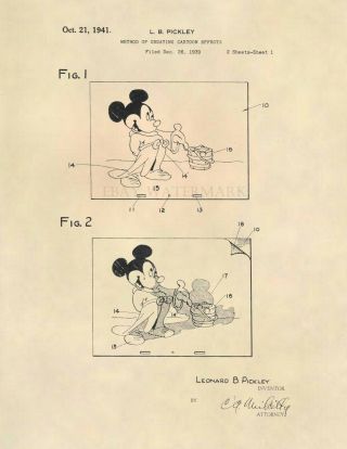 Mickey Mouse Animation Us Patent Art Print - Vintage Walt Disney - 604
