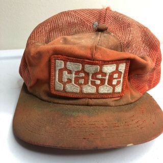 Vintage Case Trucker Orange Snapback Hat K - Brand Grail Hat Large Patch Farm Feed