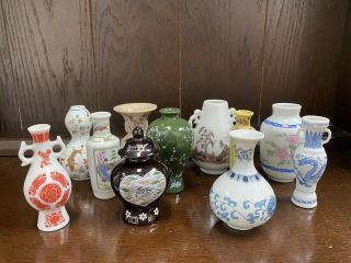 11x Vintage Japanese Miniature Vases | 1980 Franklin Porcelain Oriental Designs