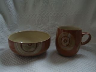 Denby Euc Fire Chilli W/swirl Design Mug & Soup/cereal Bowl - Nr