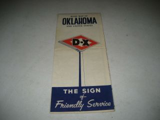 Vintage D - X Oil Gas Oklahoma Road Map 1956