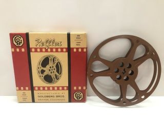 Vintage Goldberg Bros.  7” 400 Foot 16mm Movie Film Metal Reel & Box