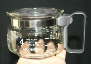 Vintage Mr Coffee 4 Cup Replacement Glass Pot Carafe Brown Lid 3.  5 " Tall Cleaned