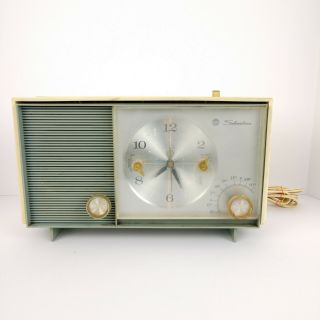Vtg Sears Silvertone Model 5033 Tube Radio Alarm Clock Retro Mid - Century Modern