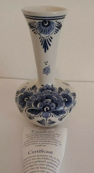 Vintage Delft Holland 7 " Blue White Bud Vase