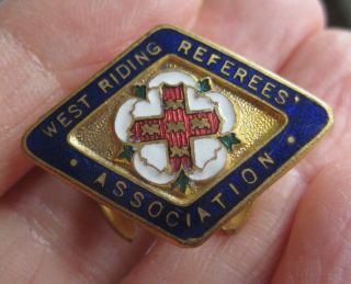West Riding Yorkshire Football Referees Assn Vintage Metal Enamel Lapel Badge