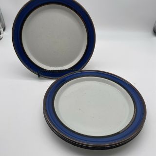 Ranmaru Stoneware Blue 10.  75” Dinner Plates Speckled Brown Ingrid Japan Set Of 3