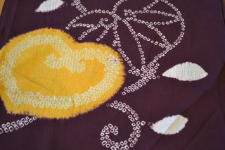 Japanese Vintage Silk Shibori Purple And Yellow 605