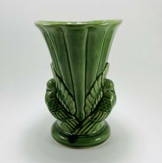 Vintage Shawnee 829 Green Vase Double Dove 9 " Usa Pottery Bird