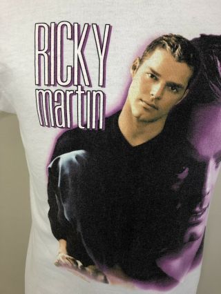 Vintage 90s Ricky Martin Concert Shirt Youth Large White Band Tour Girls Women ' s 3