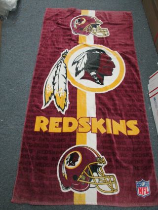 Officially Licensed Nfl Washington Redskins Beach Towel,  30 " X 60 " Vintage