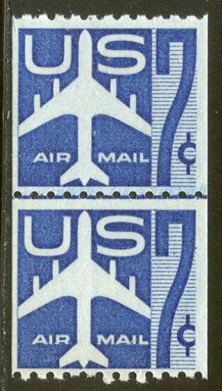 U.  S.  C52 Var Nh Line Pair - 7c Blue Jet,  Small Holes ($240)