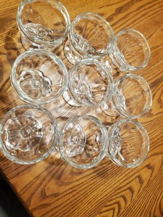 Vintage Set 3” Clear Glass Footed Sherbert Bowls Total Of 9