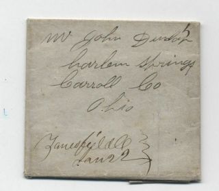 1848 Zanesfield Ohio Manuscript Stampless Folded Letter [5250.  166]