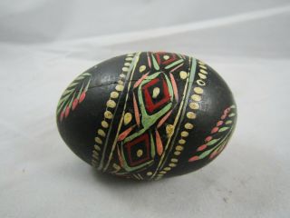 Vintage Native American Indian Hand Painted Pottery Egg 2 3/8 " T
