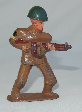 Vintage Barclay Manoil Toy Soldier With Machine,  Tommy Gun