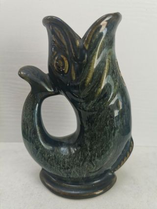 Vintage Glug Jug Vase Fosters Studio Pottery Fish - Cornish - Cornwall