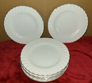 Sheffield Bone White Swirl Platinum Rim Porcelain Fine China Salad Plates Set 7 2