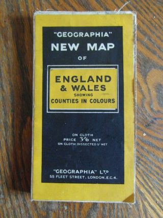 Antique " Geographia " Map Of England & Wales Showing Counties In Colour 1920s